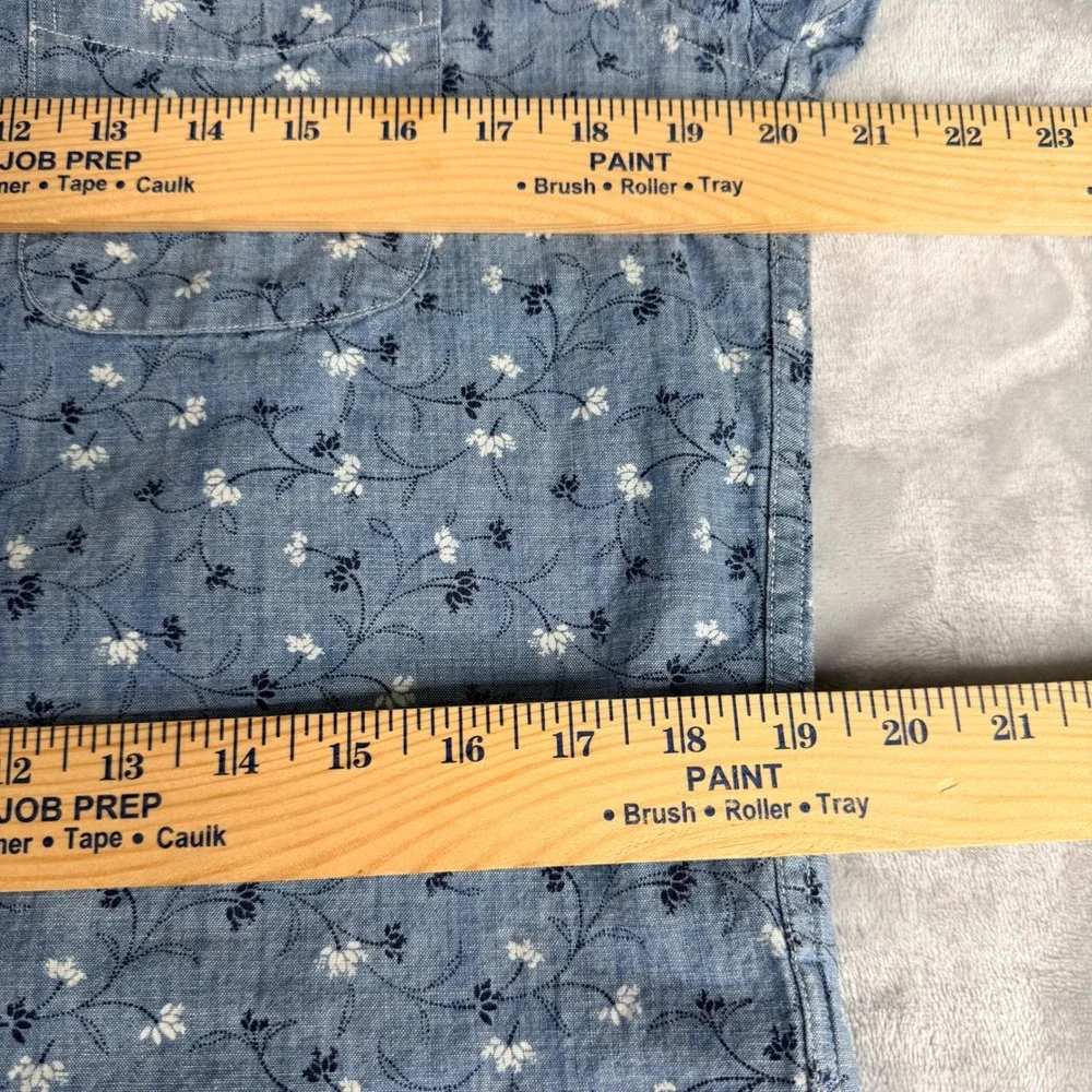 J. Crew Mens Slim Fit Floral Button Down Shirt Blue Chambray Cotton AJ835 Size M